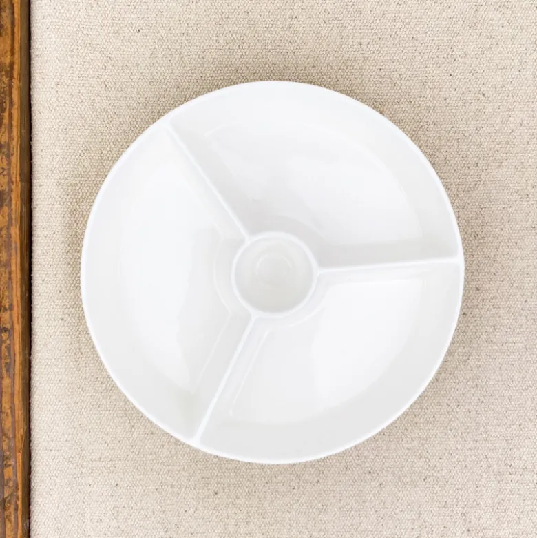 Assiette apéritif à compartiments en porcelaine