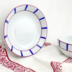 Assiette creuse basque rouge et bleue