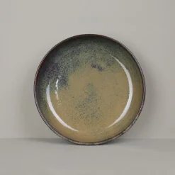 Assiette creuse en grès brun