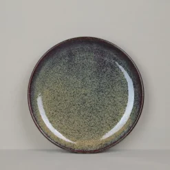 Assiette à dessert en grès brun
