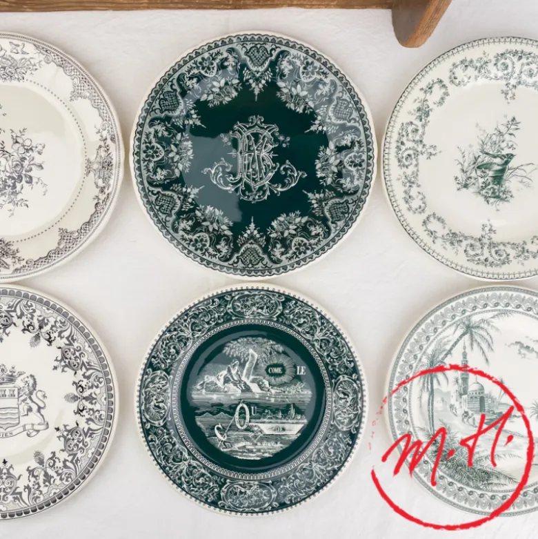 6 assiettes à dessert dépareillées vertes - Gien