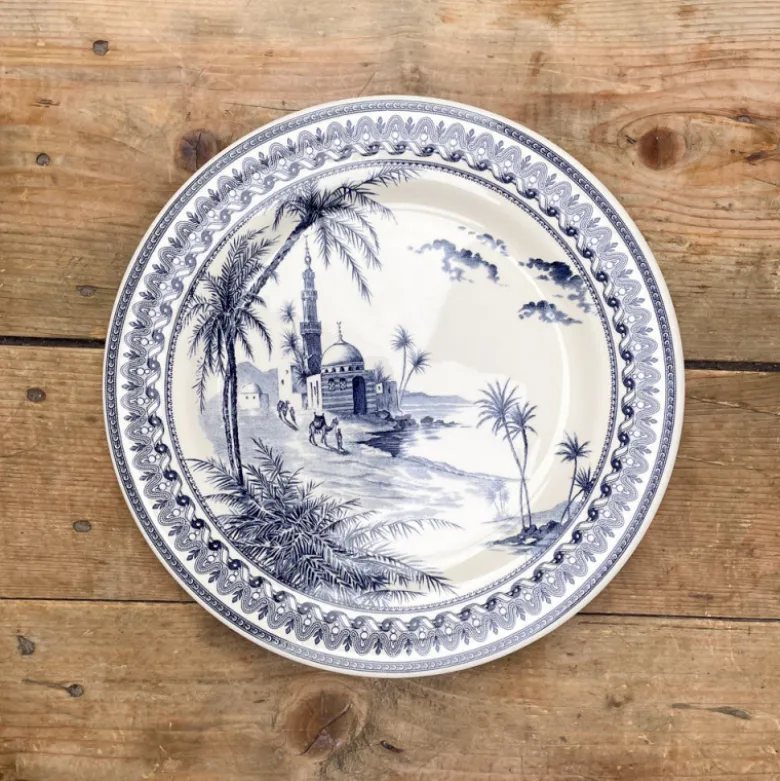 6 assiettes plates dépareillées bleues - Gien