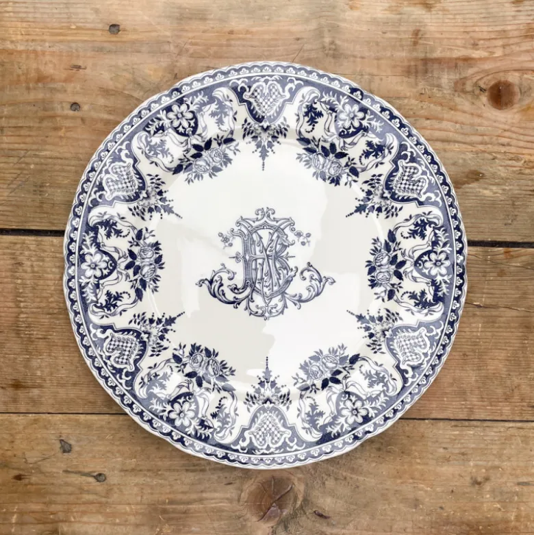 6 assiettes plates dépareillées bleues - Gien