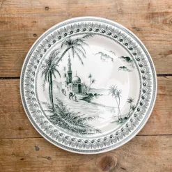 6 assiettes plates dépareillées vertes - Gien