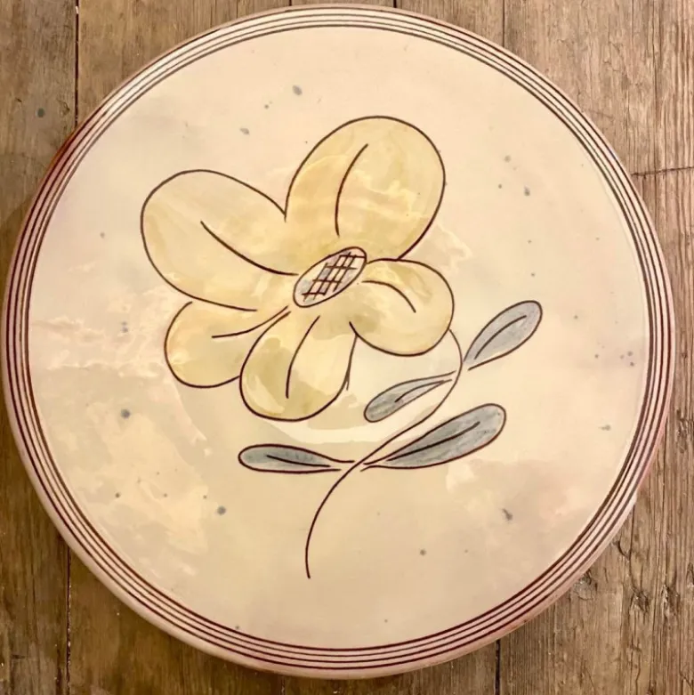 Assiette tourne-omelette décor anémone
