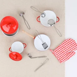 Batterie de cuisine rouge pour enfants