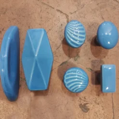 Boutons de porte & placards porcelaine bleu azur