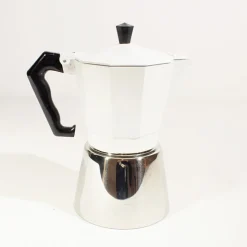 Cafetière italienne blanche en inox et aluminium