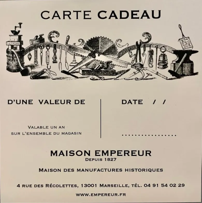 Carte cadeau Maison Empereur