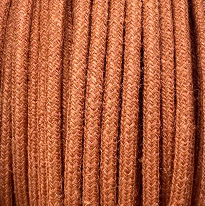 Câble luminaire rond jute orange brique