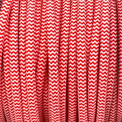 Câble luminaire rond rouge et blanc zig zag