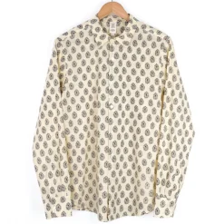 Chemise provençale motif aubépine beige