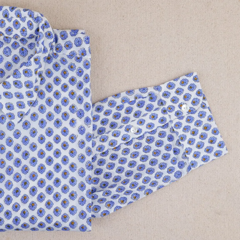 Chemise provençale motifs calissons bleus