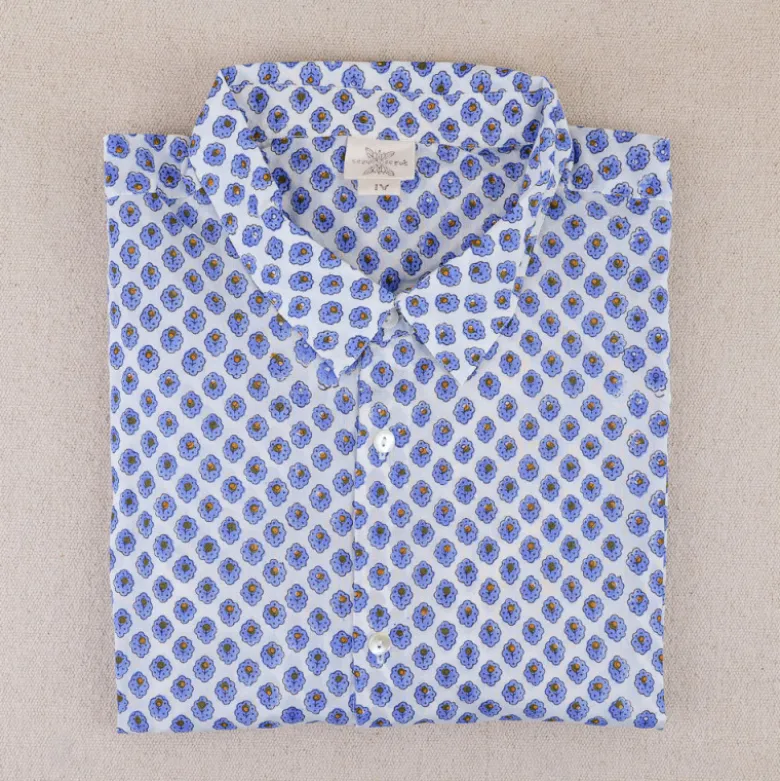 Chemise provençale motifs calissons bleus