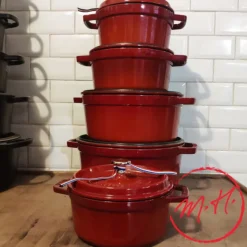 Cocotte en fonte ronde cerise
