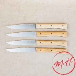 Coffret de 4 Couteaux de Table Opinel Facette en Frêne clair