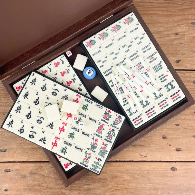Coffret de Mahjong ronce de Noyer