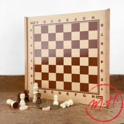 Coffret en bois jeu de dames et échecs