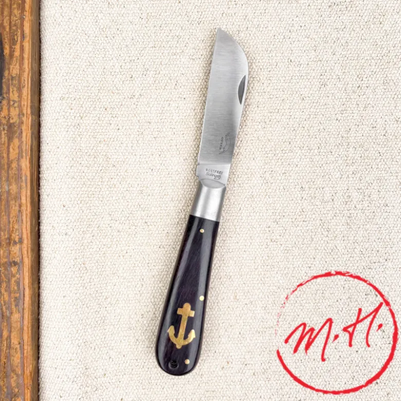 Couteau de poche bois ancre marine