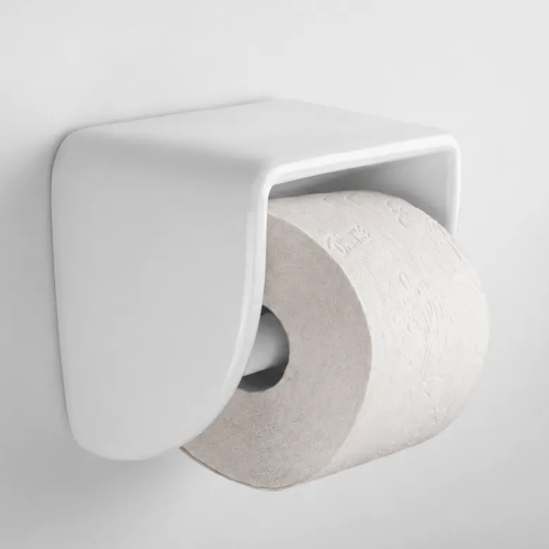 Dérouleur de papier toilette en porcelaine blanche