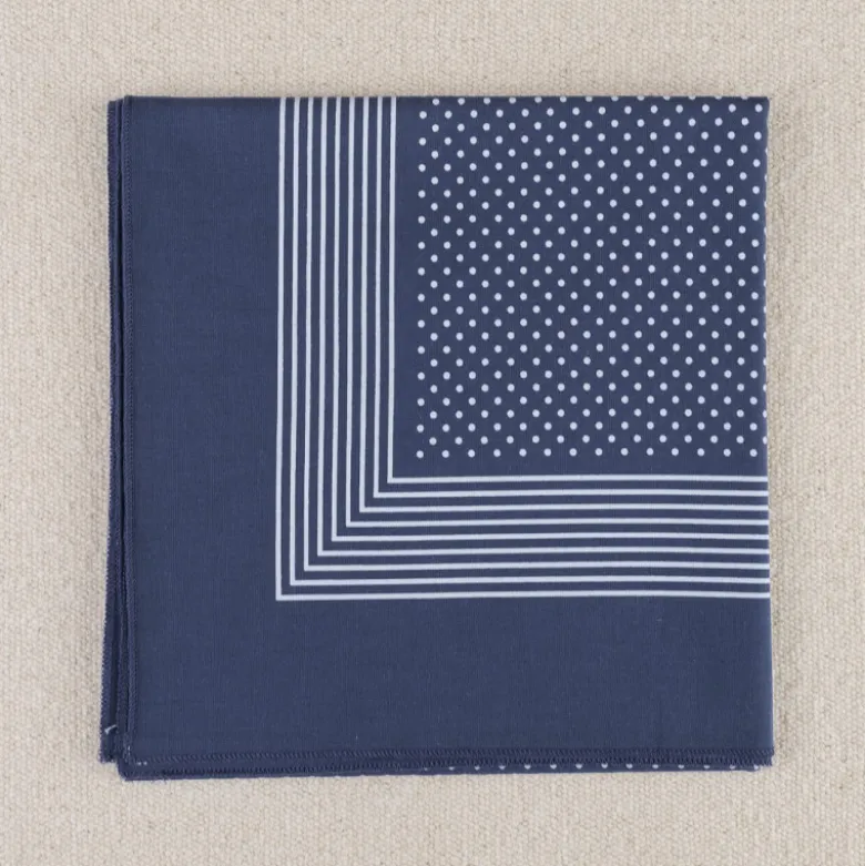 Foulard de travail calicot bleu à pois blanc