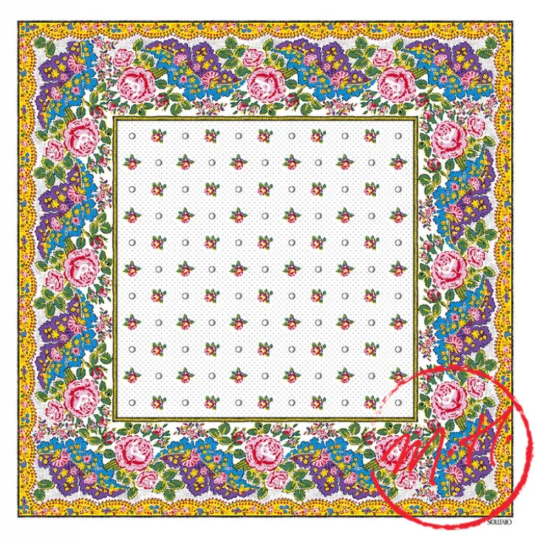Foulard provençal blanc et rose