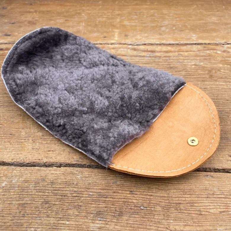 Gant lustreur en cuir de veau et laine