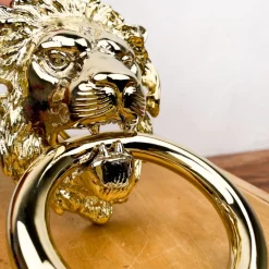 Heurtoir de porte tête de lion en laiton poli