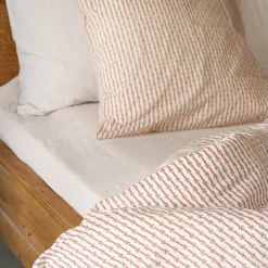 Housse de couette rayée Rouge