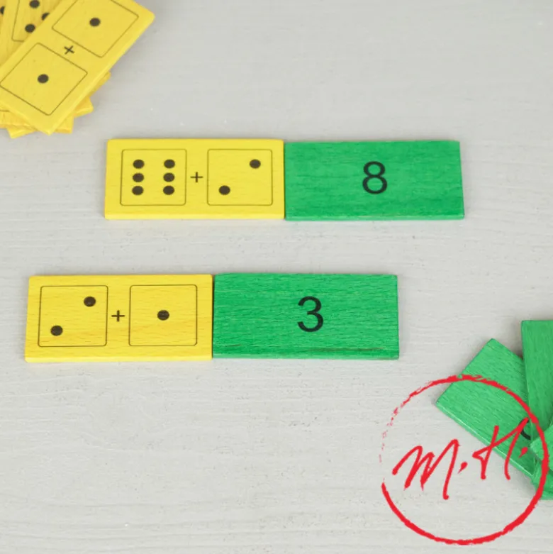 Jeu de dominos mathématique en bois
