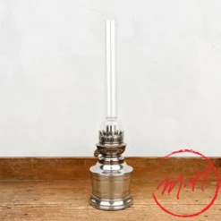 Lampe à pétrole base droite en étain