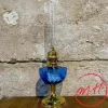 Lampe Toupie verre bleu laiton poli