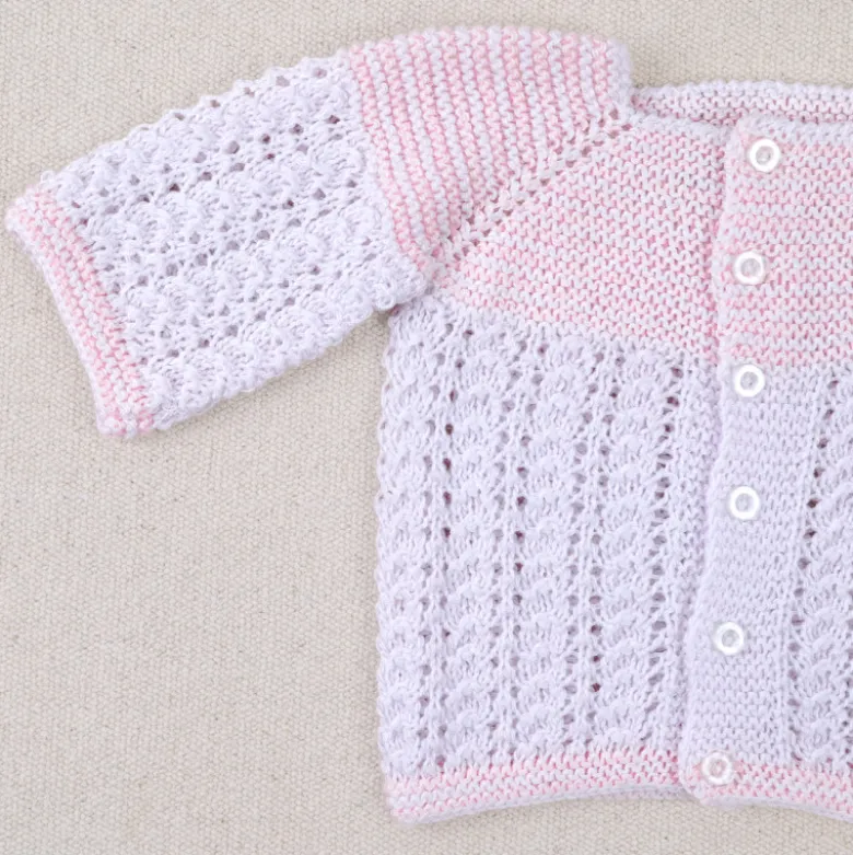 Layette blanche et rose en coton