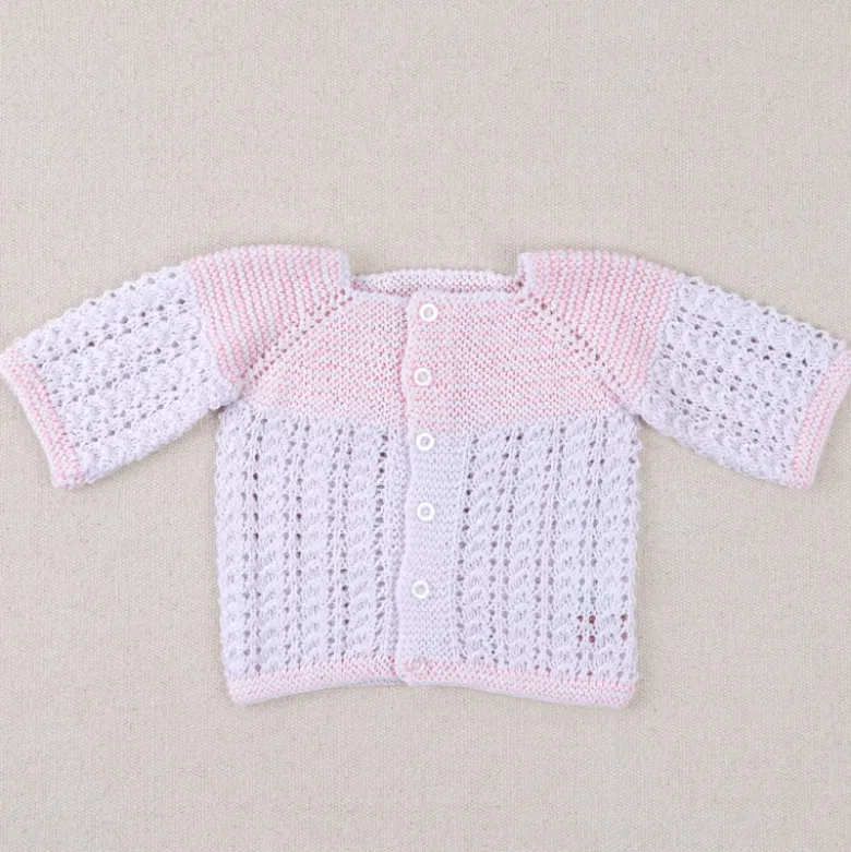 Layette blanche et rose en coton