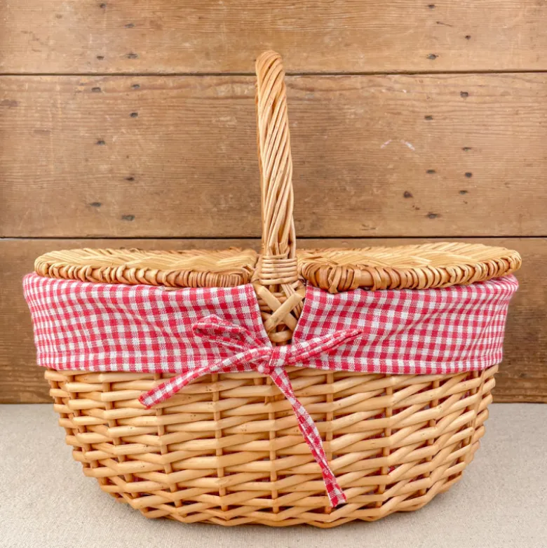 Panier motif Vichy rouge
