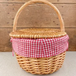 Panier motif Vichy rouge