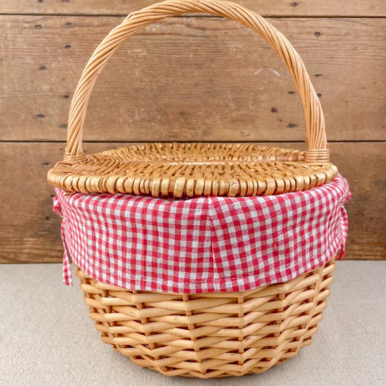 Panier motif Vichy rouge