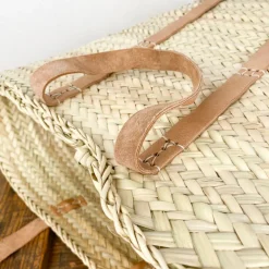 Panier à provisions anses en cuir