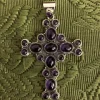 Pendentif croix améthystes sur argent
