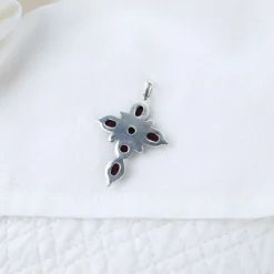 Pendentif croix turquoise sur argent