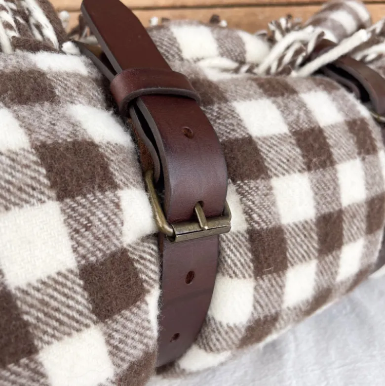 Plaid Camargue avec sangle en cuir