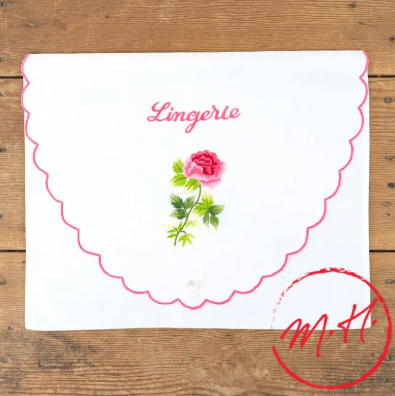 Pochette brodée Lingerie Rose