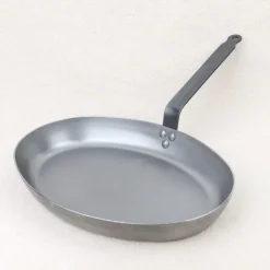 Poêle à poisson ovale DE BUYER tôle blanche