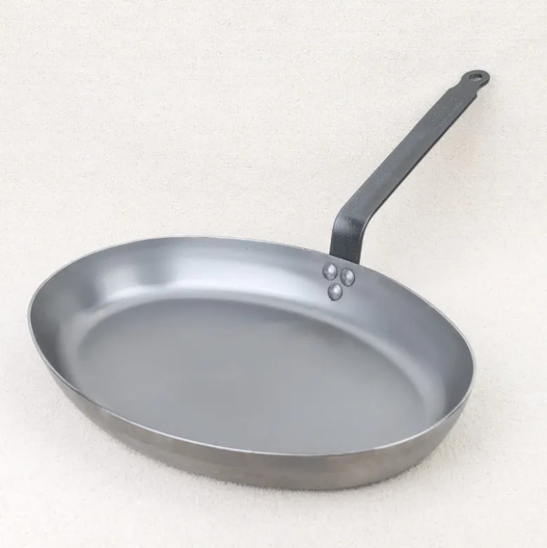 Poêle à poisson ovale DE BUYER tôle blanche