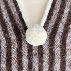 Poncho rayé en laine couleur chocolat/marron foncé