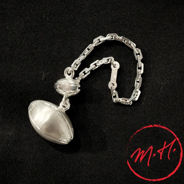 Porte-clés en argent Ballon de rugby