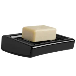 Porte-savon mural en porcelaine noire