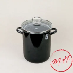 Pot à asperges ou pâtes émail noir