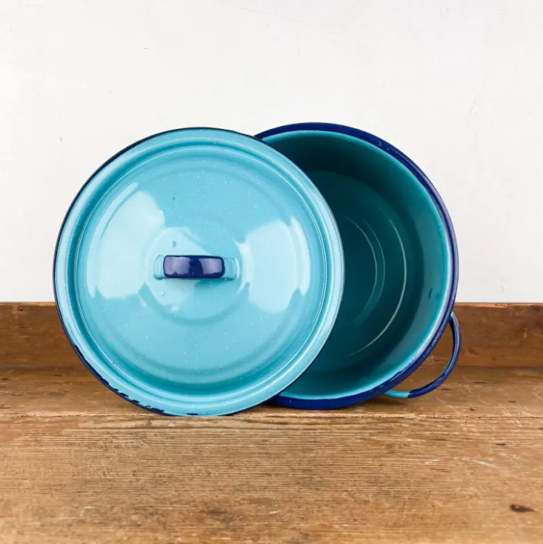 Pot à bouillon émail turquoise