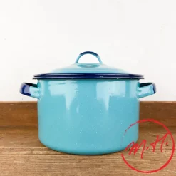 Pot à bouillon émail turquoise